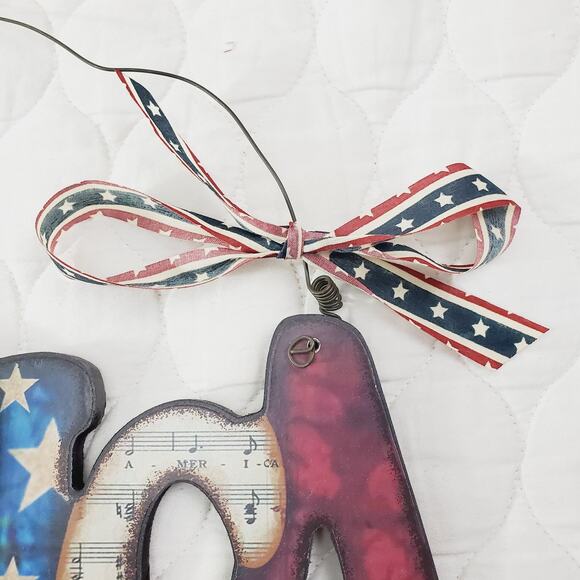 4th July Decor Patriotic AMERICA 3D Sign Collectible Wire Hanging 2018 New - Picture 3 of 6